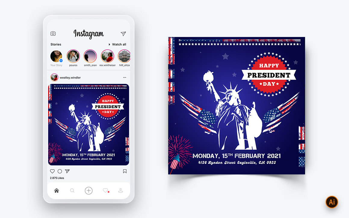 President Day Social Media Instagram Post Design Template-03