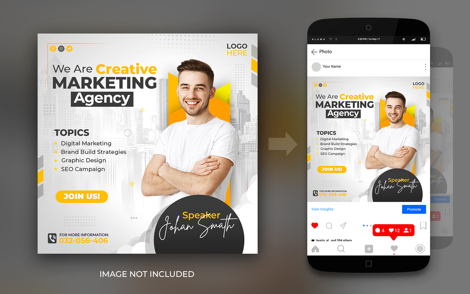 Creative Marketing Agency And Live Webinar Social Media Instagram And Facebook Post Design Template