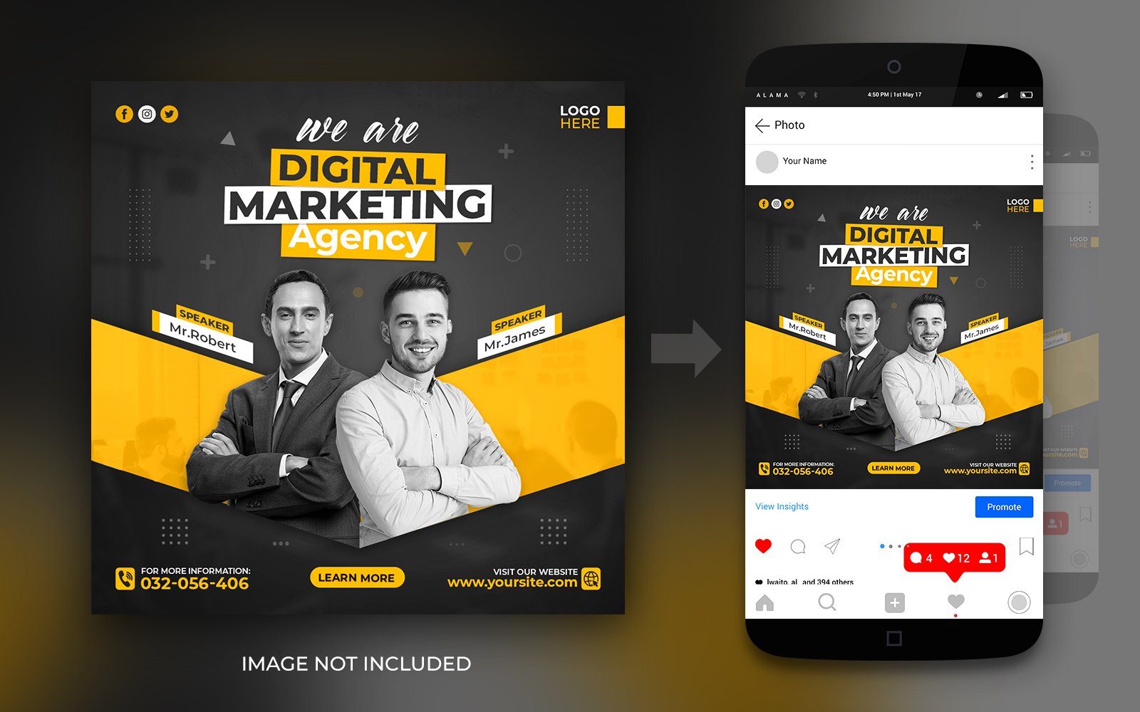 Digital Marketing Agency And Live Webinar Social Media Post Design Template