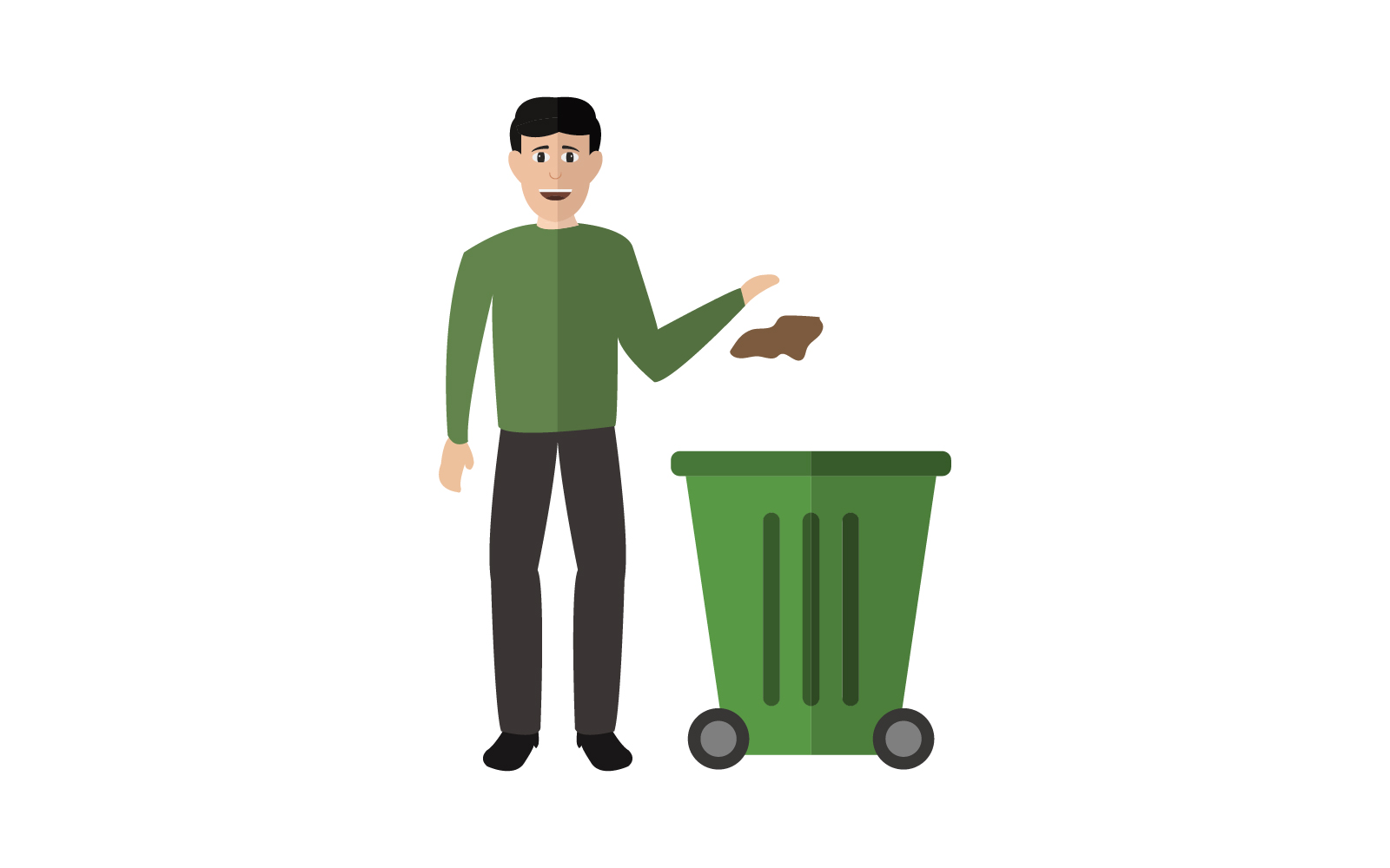 Boy throws out trash illustrated