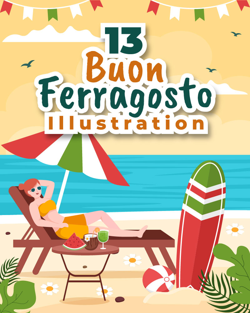 13 Buon Ferragosto Italian Festival Illustration