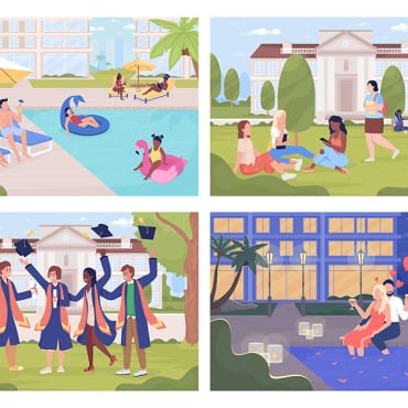 Poolside University Illustrations Templates 263718