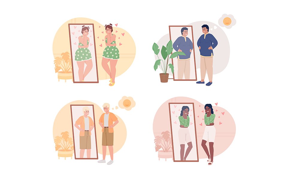 Body positive illustration set