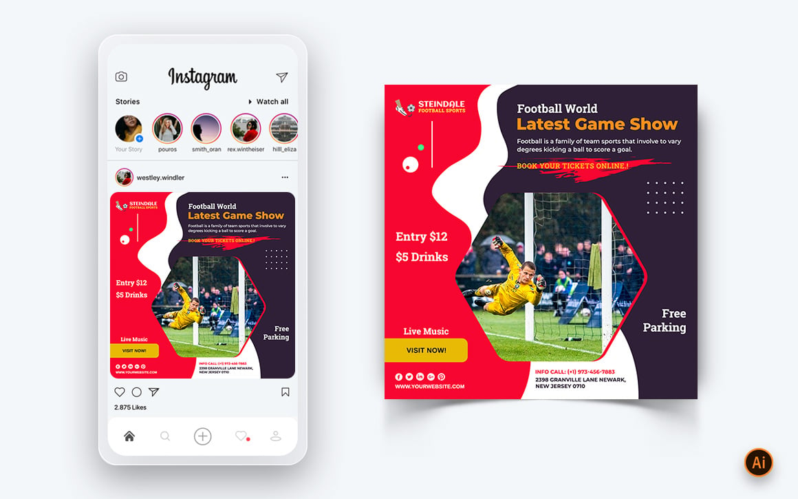 Sport Tournaments Social Media Instagram Post Design Template-07