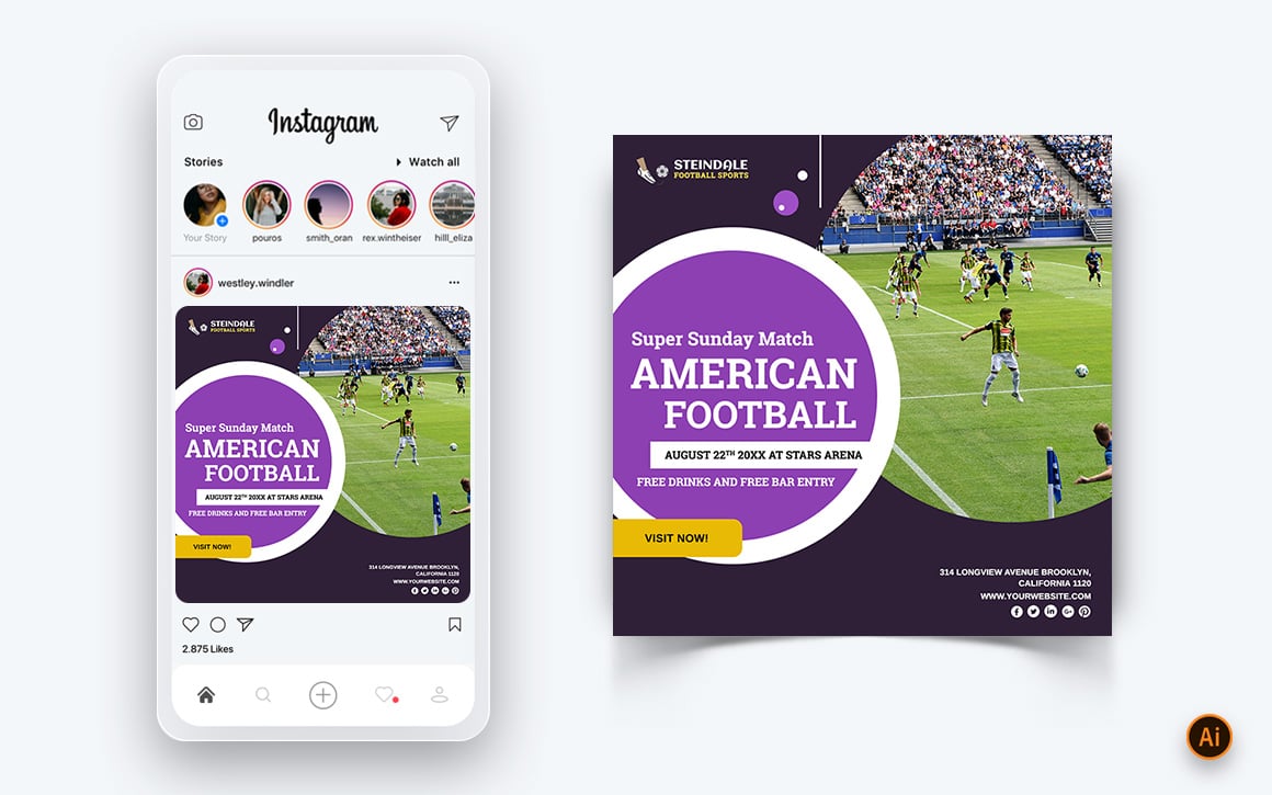 Sport Tournaments Social Media Instagram Post Design Template-12