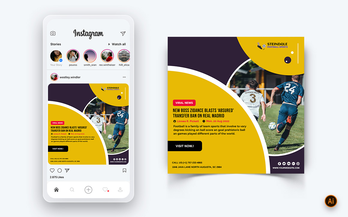 Sport Tournaments Social Media Instagram Post Design Template-15