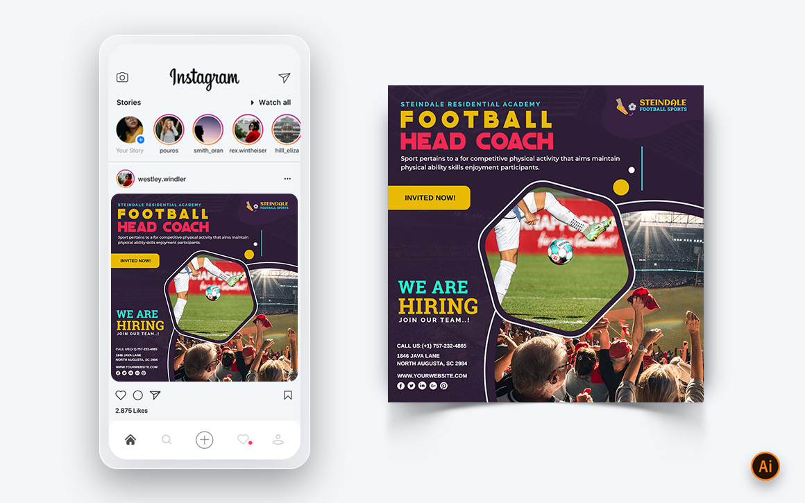 Sport Tournaments Social Media Instagram Post Design Template-17