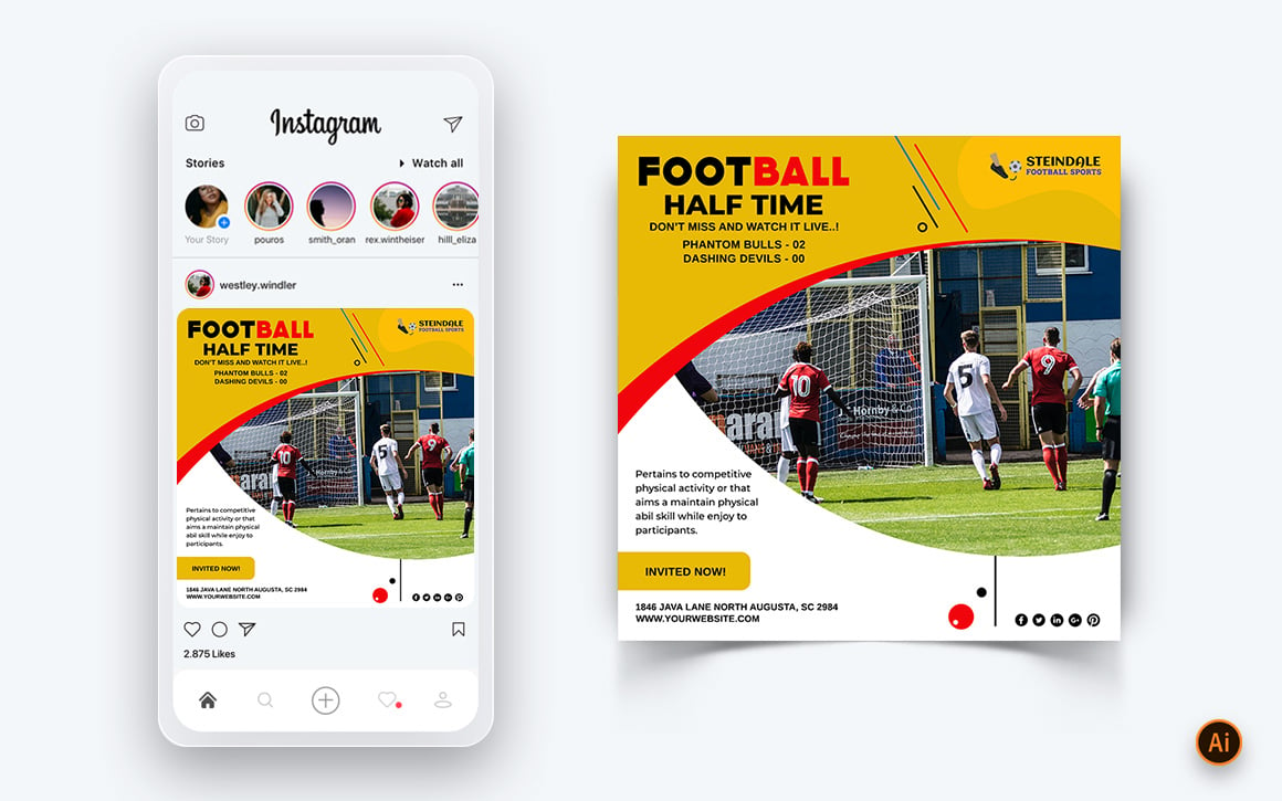 Sport Tournaments Social Media Instagram Post Design Template-18