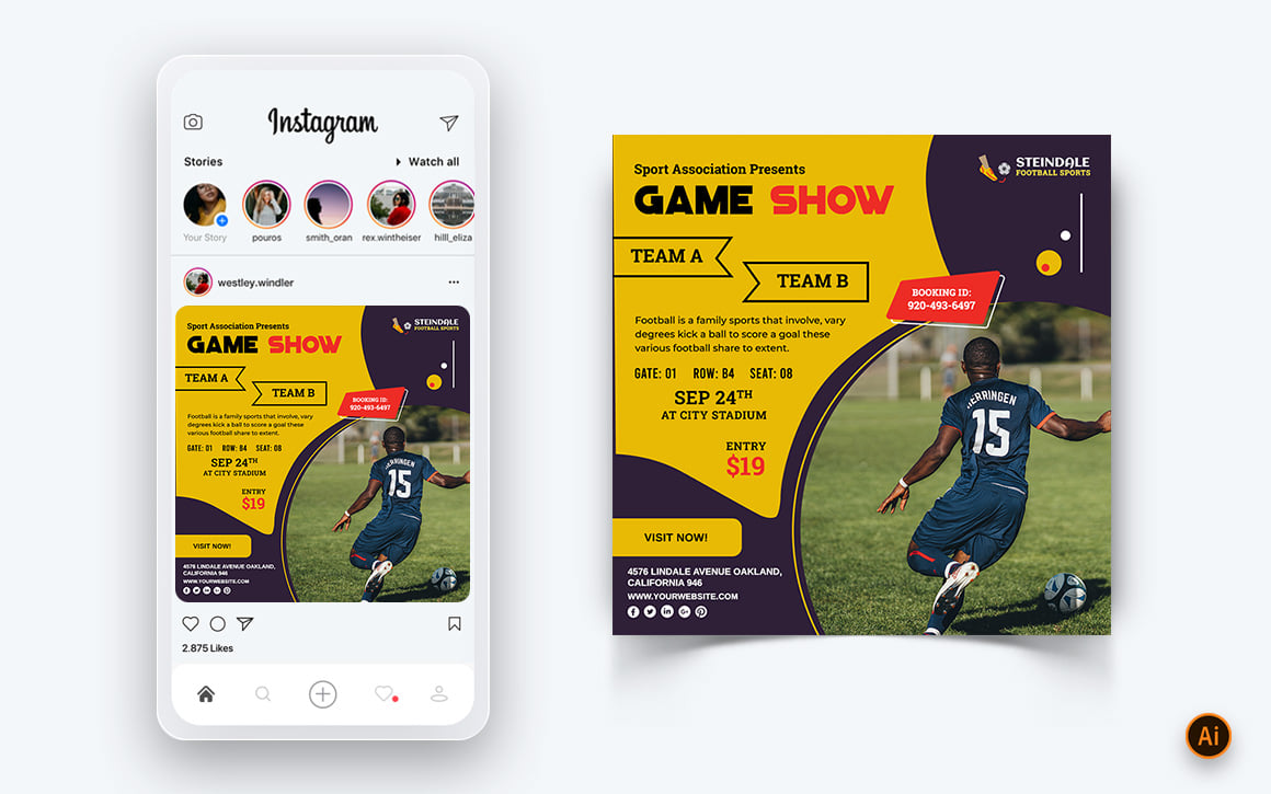 Sport Tournaments Social Media Instagram Post Design Template-19