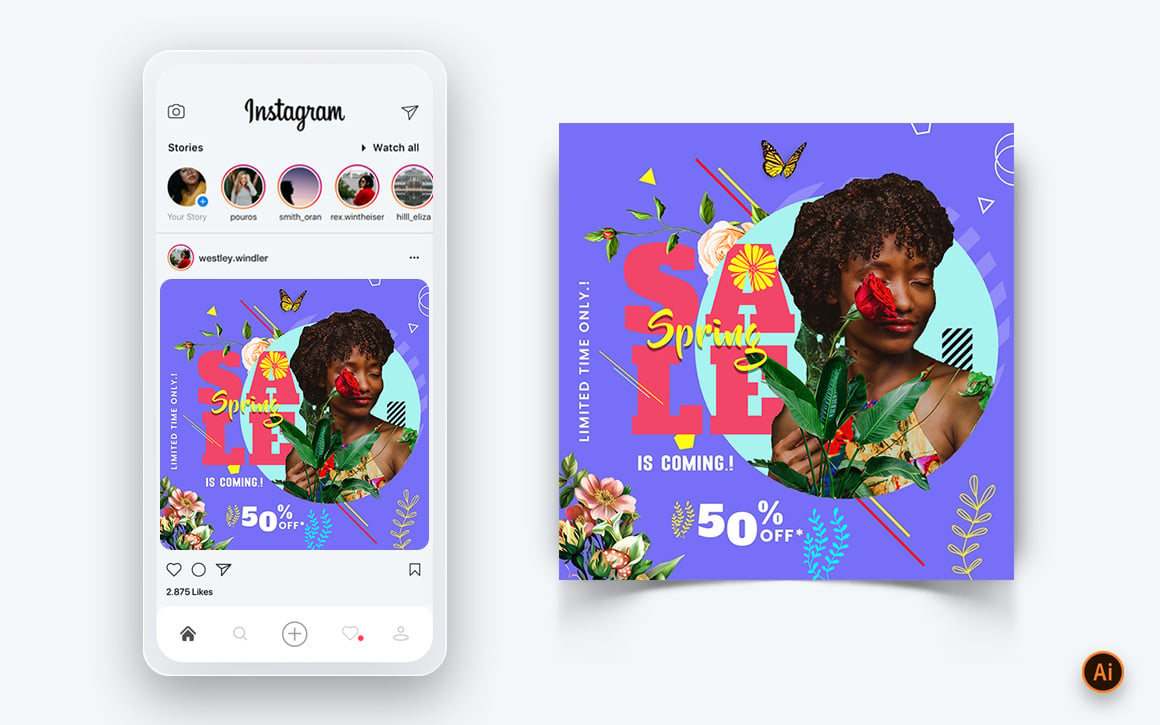 Spring Season Social Media Instagram Post Design Template-02