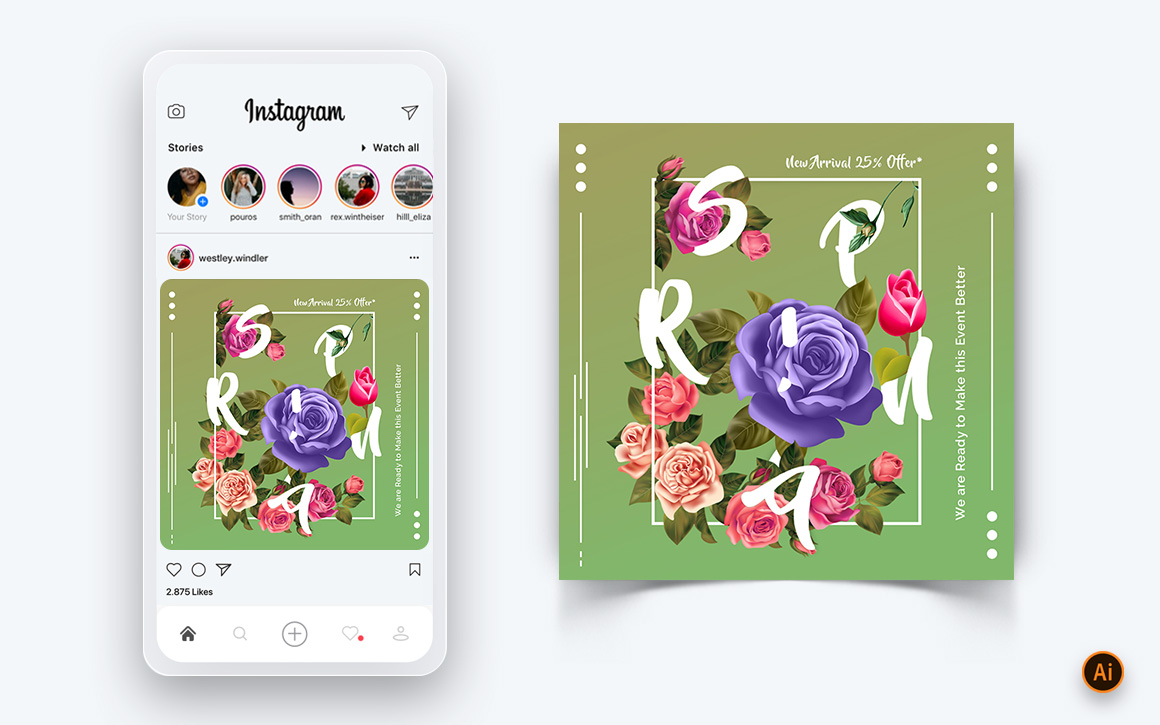 Spring Season Social Media Instagram Post Design Template-05