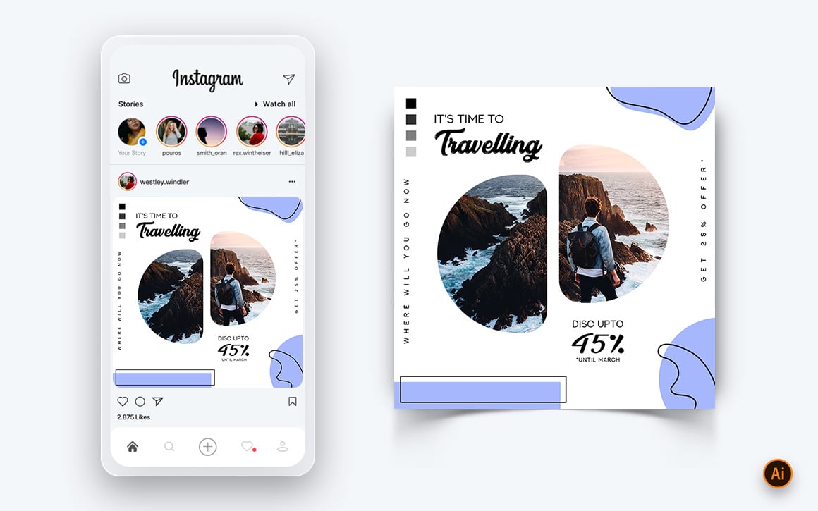 Travel Explorer and Tour Social Media Instagram Post Design Template-11