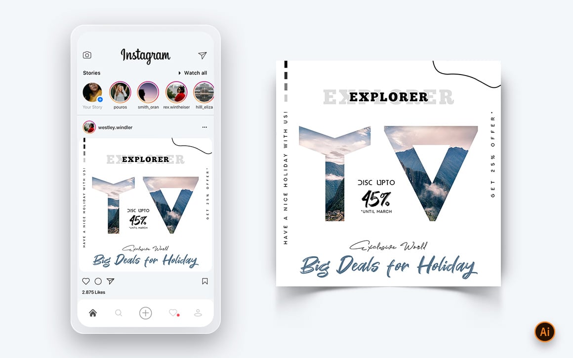 Travel Explorer and Tour Social Media Instagram Post Design Template-14