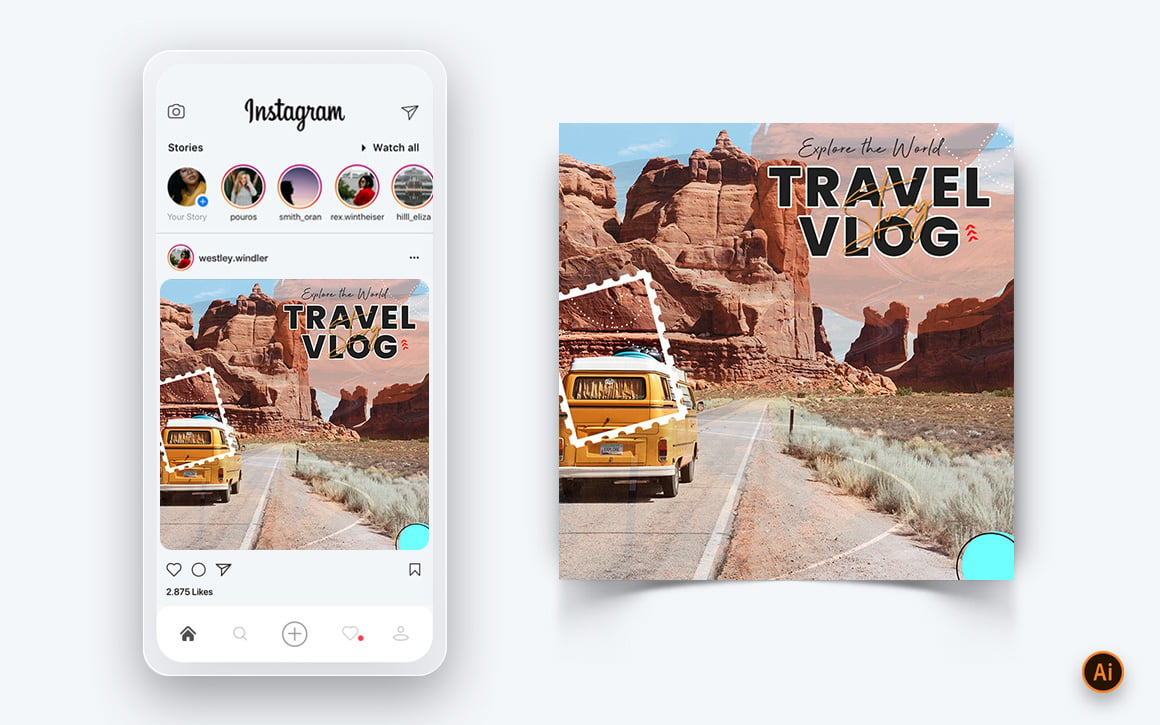 Travel Explorer and Tour Social Media Instagram Post Design Template-18