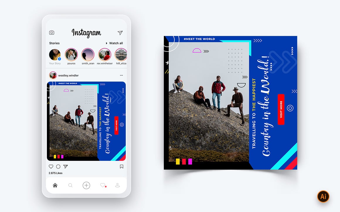 Travel Explorer and Tour Social Media Instagram Post Design Template-25