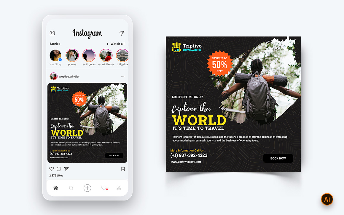 Trip and Travel Social Media Instagram Post Design Template-06