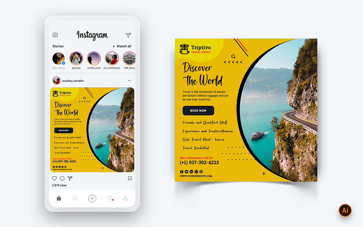 Trip and Travel Social Media Instagram Post Design Template-11