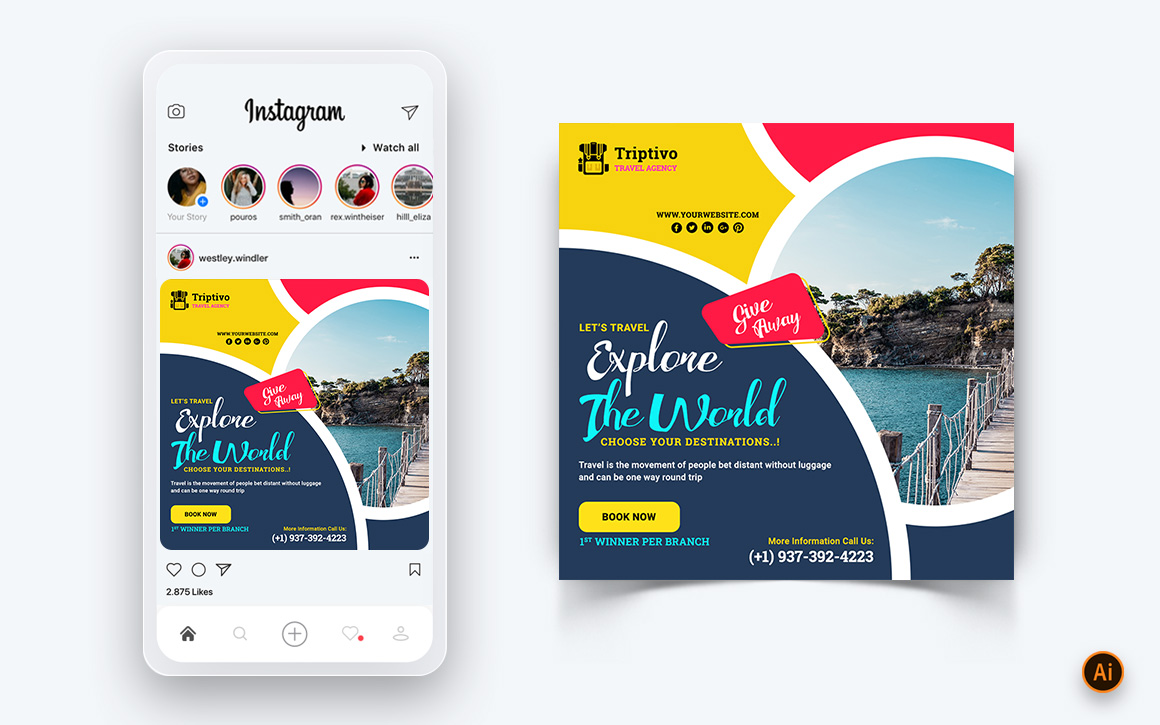 Trip and Travel Social Media Instagram Post Design Template-21