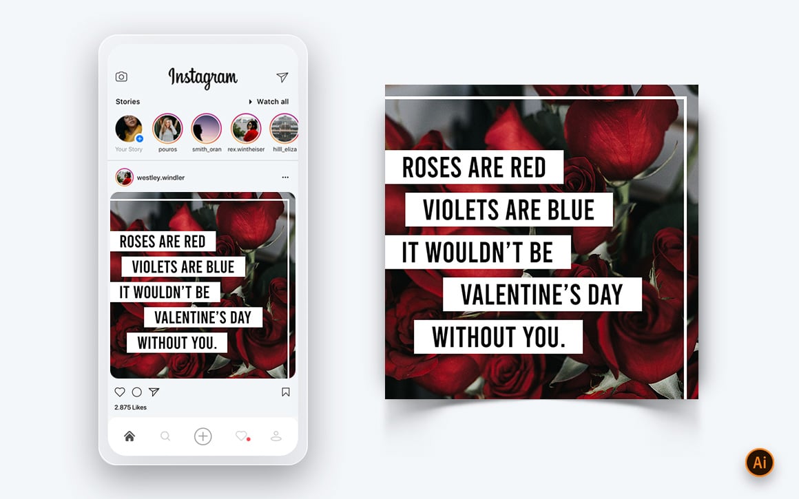 Valentines Day Party Social Media Instagram Post Design Template-15