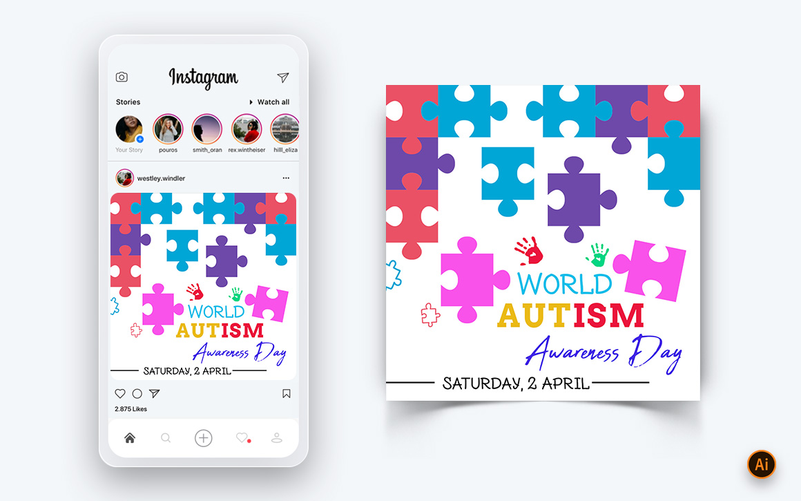 World Autism Awareness Day Social Media Instagram Post Design Template-15