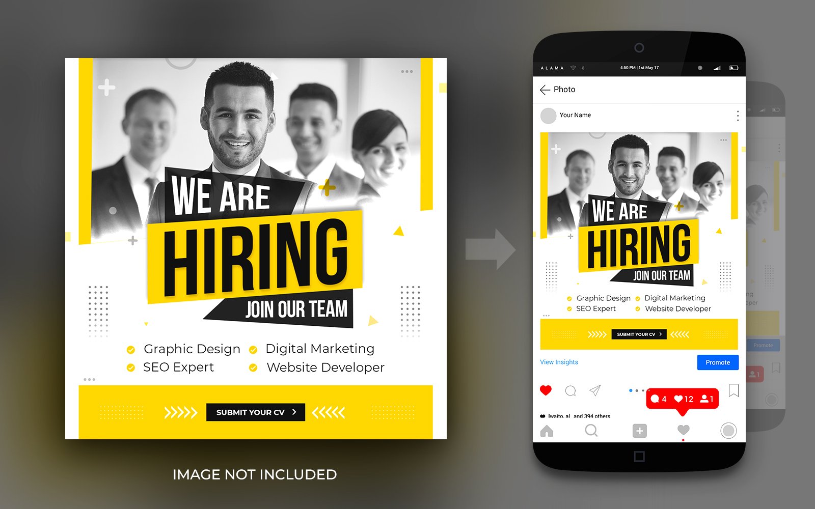 We Are Hiring Job Position Instagram And Facebook Promotion Social Media Post Flyer Design Template