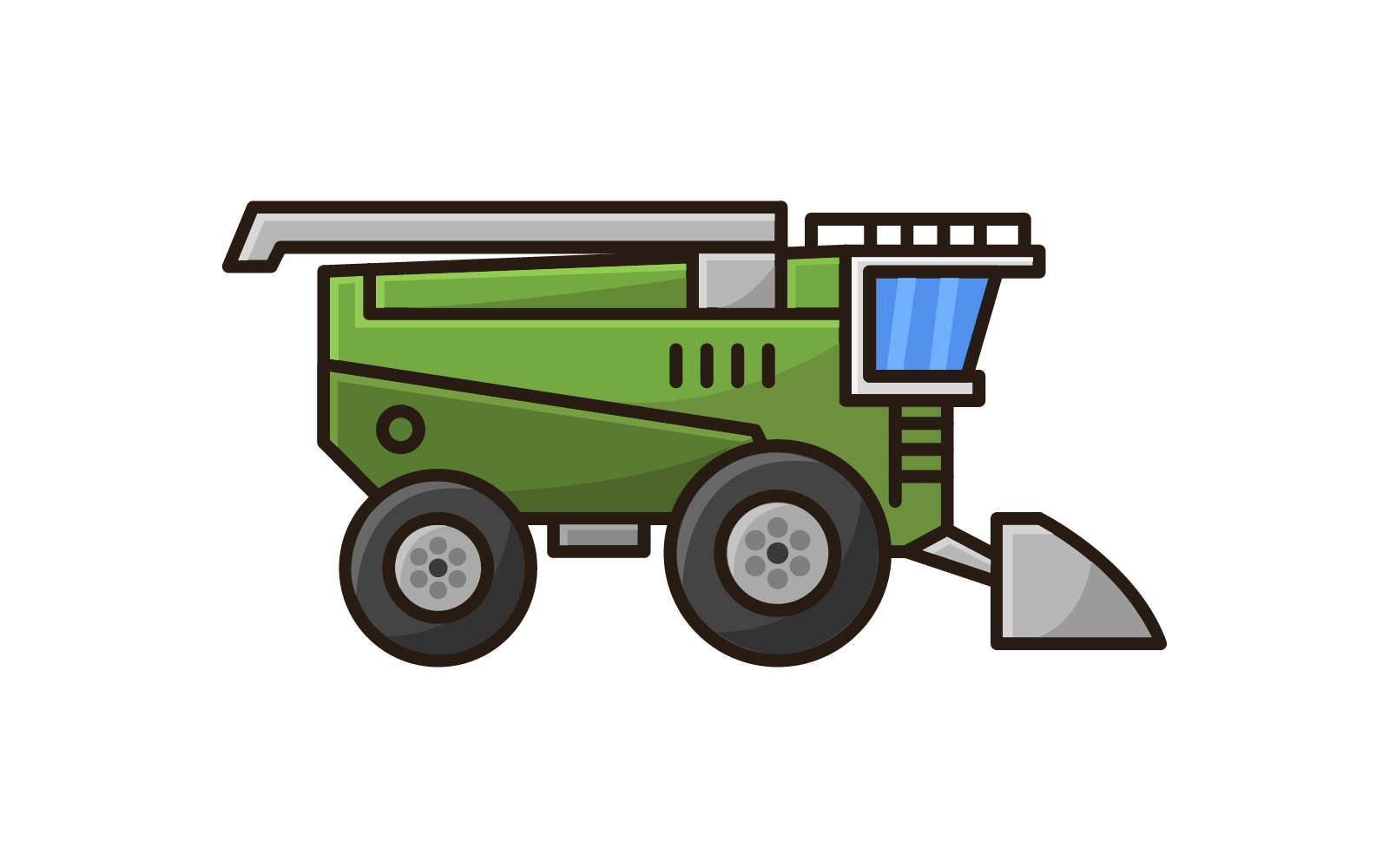 Harvester combine illustrated on a white background