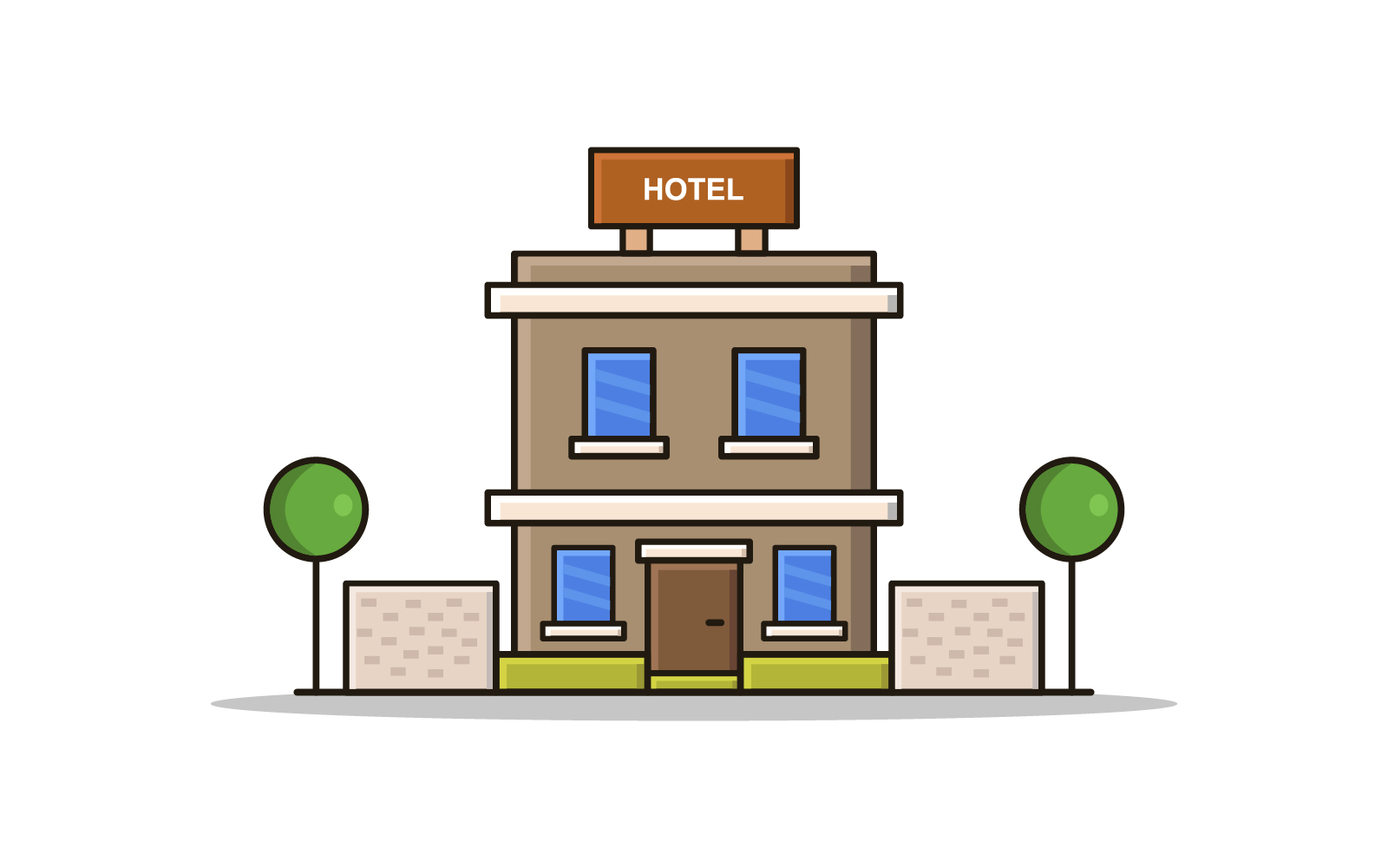 Hotel illustrated in vector on a white background
