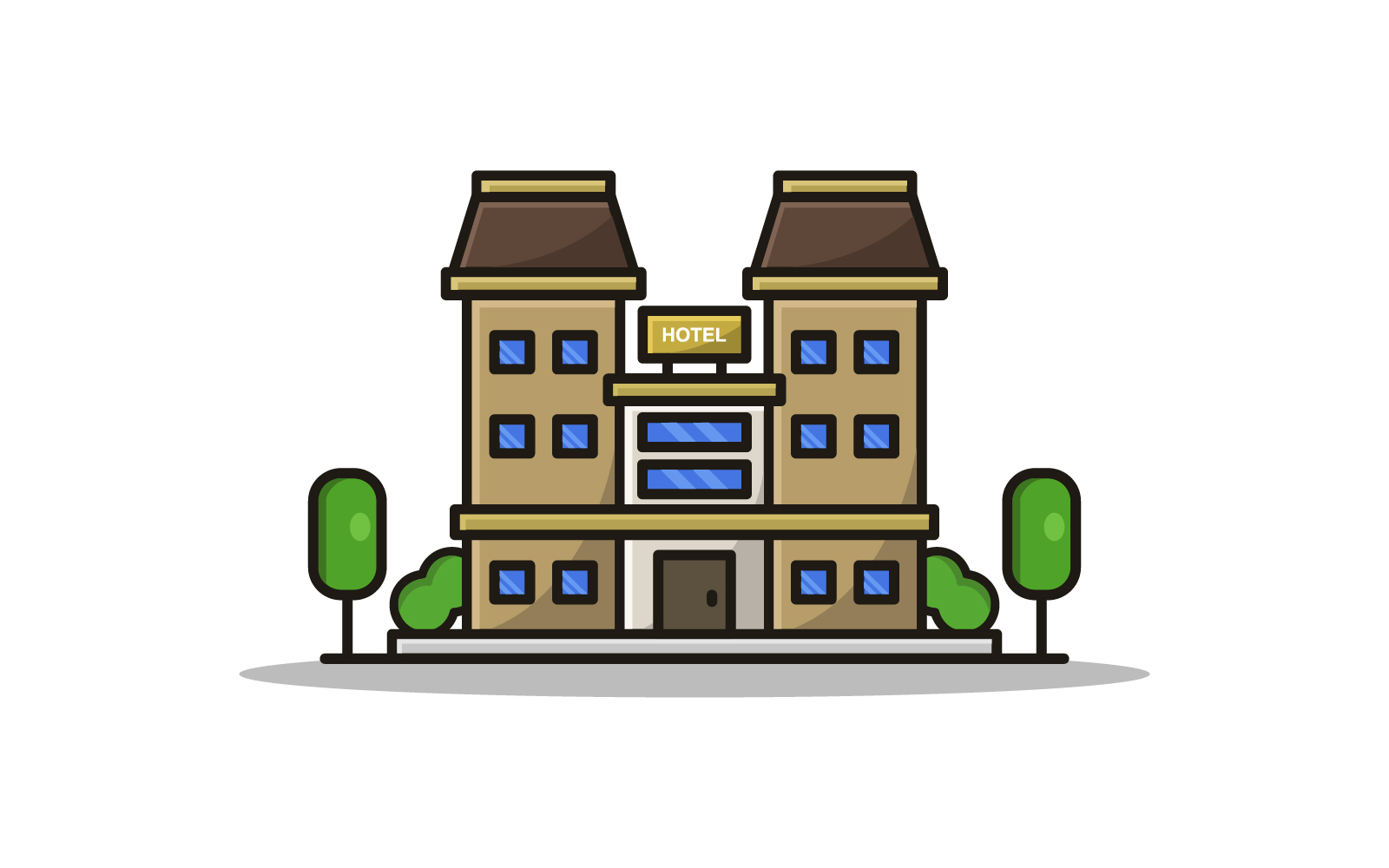 Hotel illustrated in vector on a white