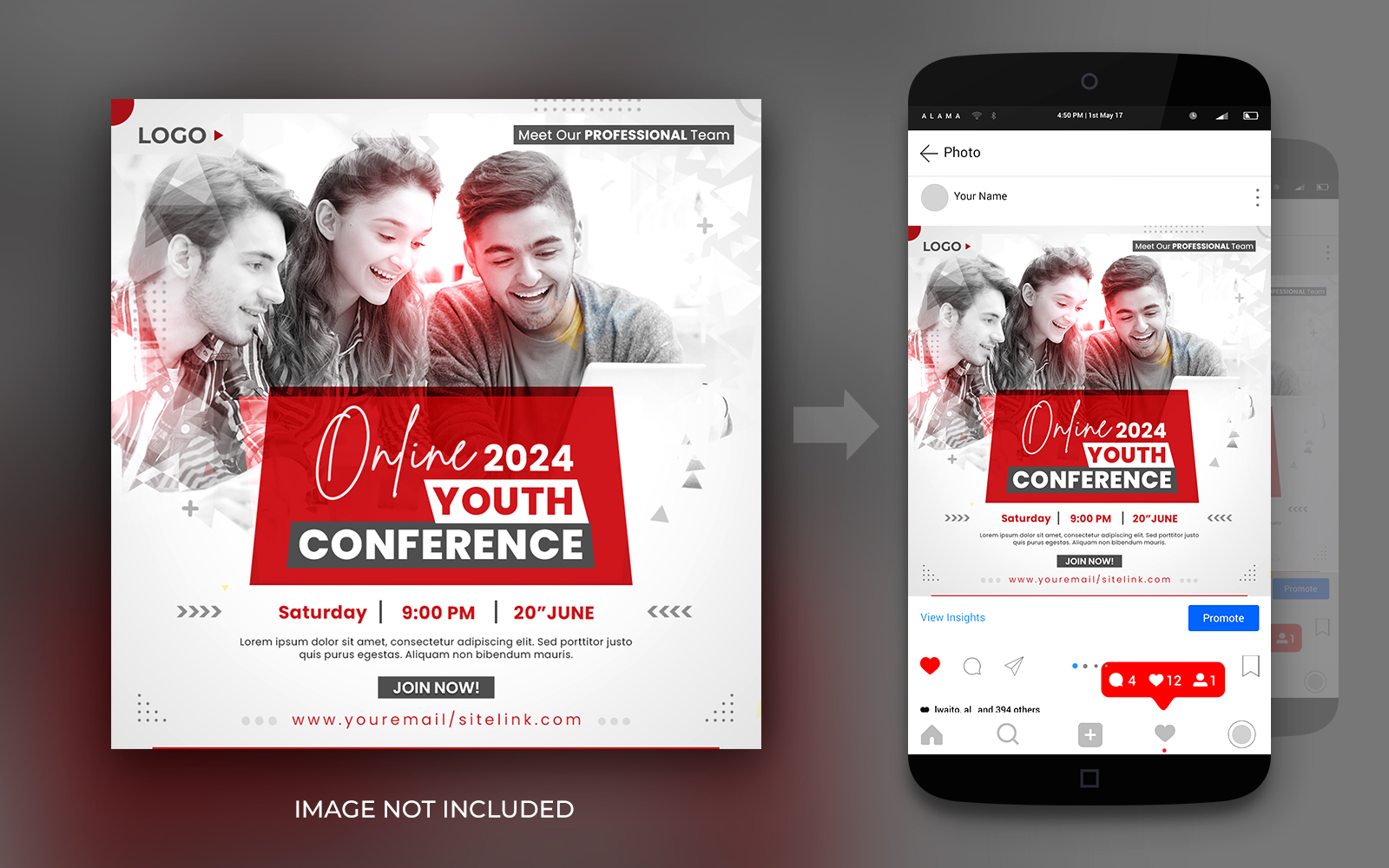 Online Conference Live Webinar Corporate Social Media Instagram and Facebook Promotion Template