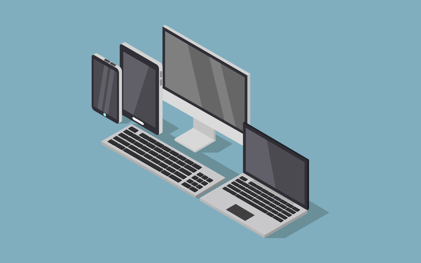 Modern devices illustrated in vector on a white background