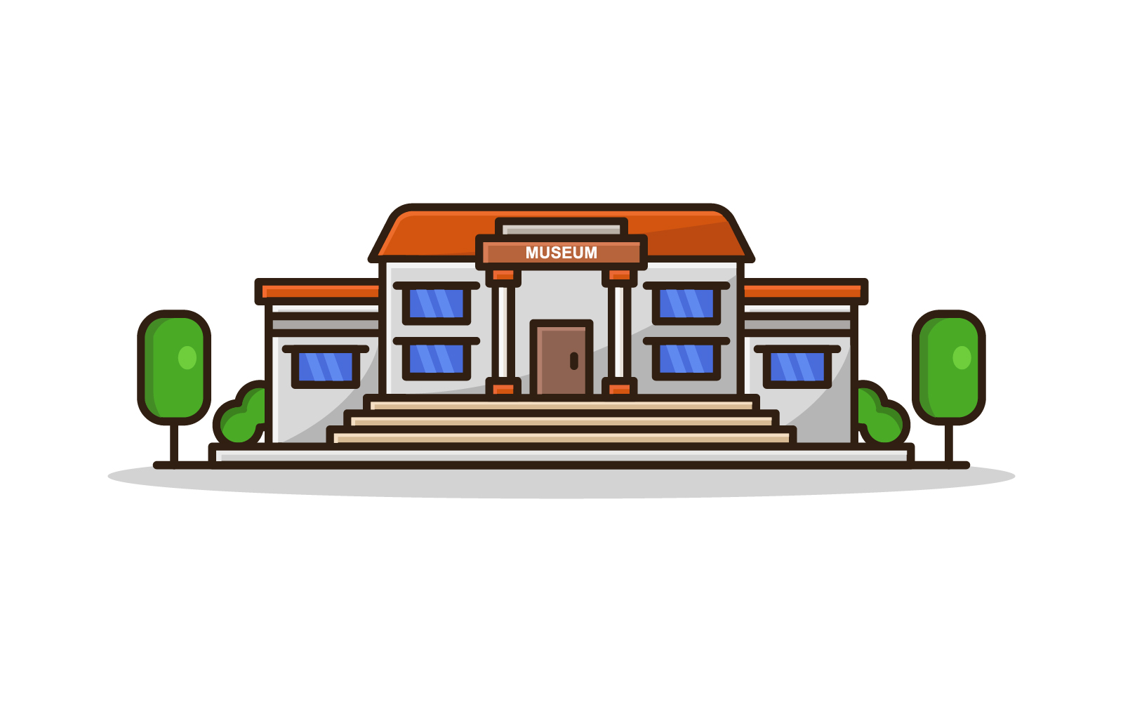 Museum illustrated in vector on a white background