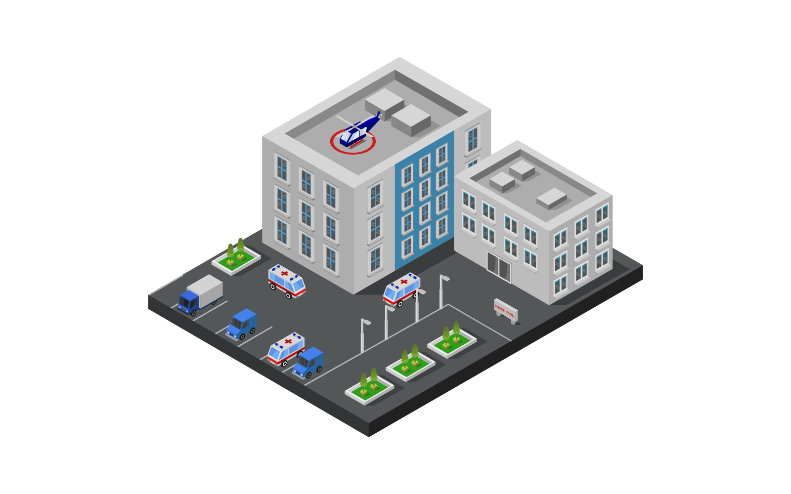 Hospital illustrated in vector on a background