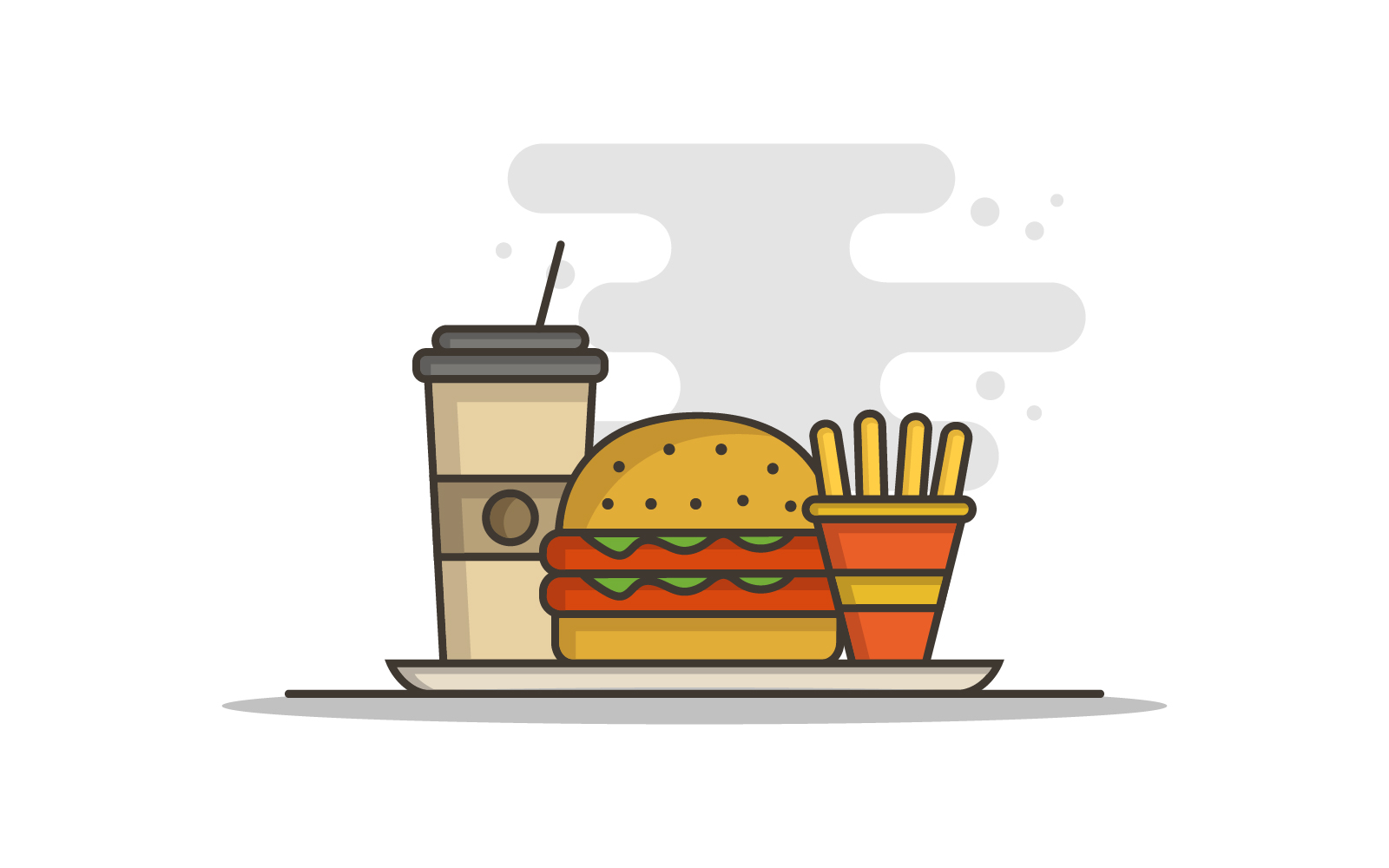 Chips and sandwich illustrated in vector on a white background