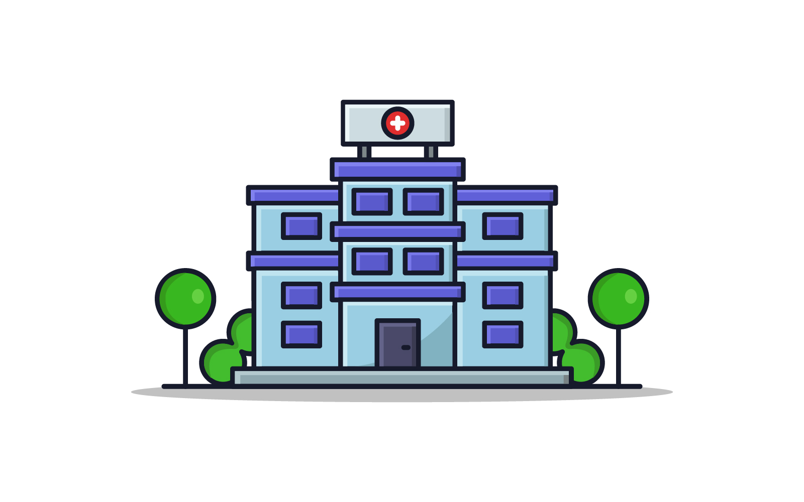 Hospital illustrated in vector on white