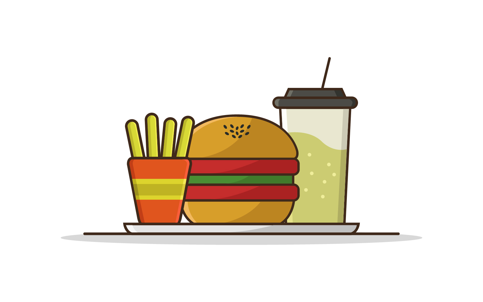 Sandwich and drinks in vector
