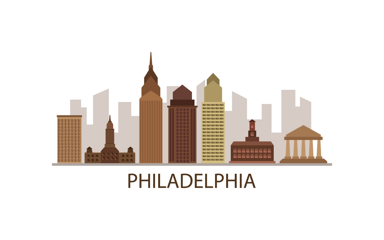 Philadelphia skyline in vector on a  background