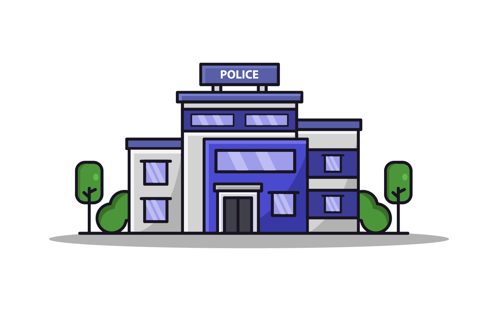 Police station in vector on a white background