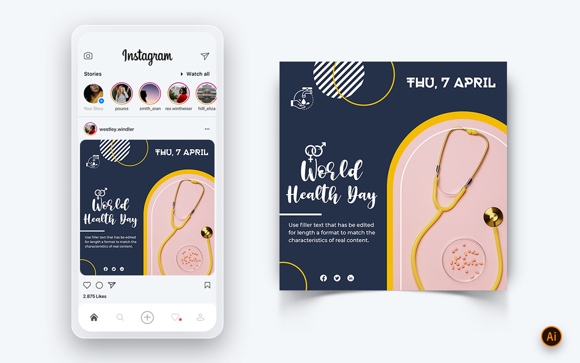 World Health Day Social Media Instagram Post Design Template-13