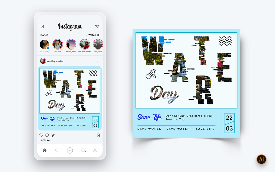 World Water Day Social Media Instagram Post Design Template-04