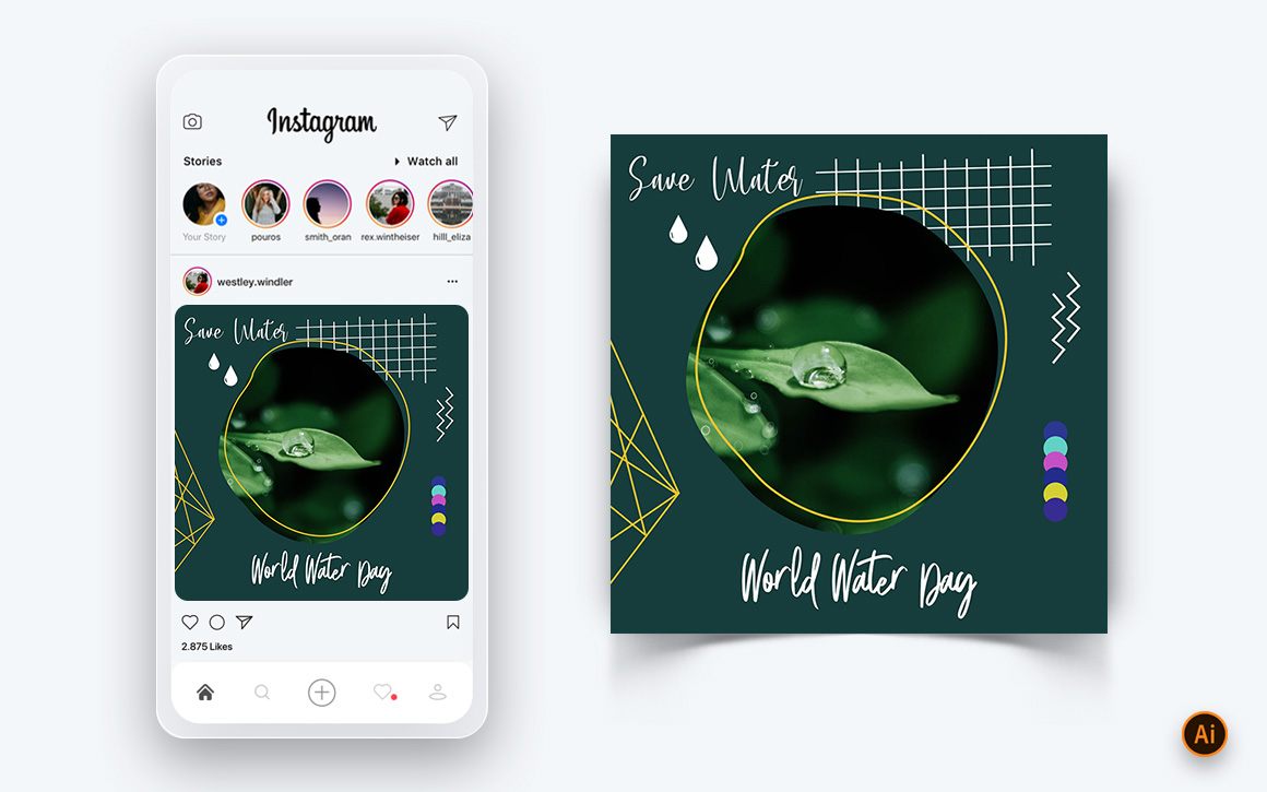 World Water Day Social Media Instagram Post Design Template-16