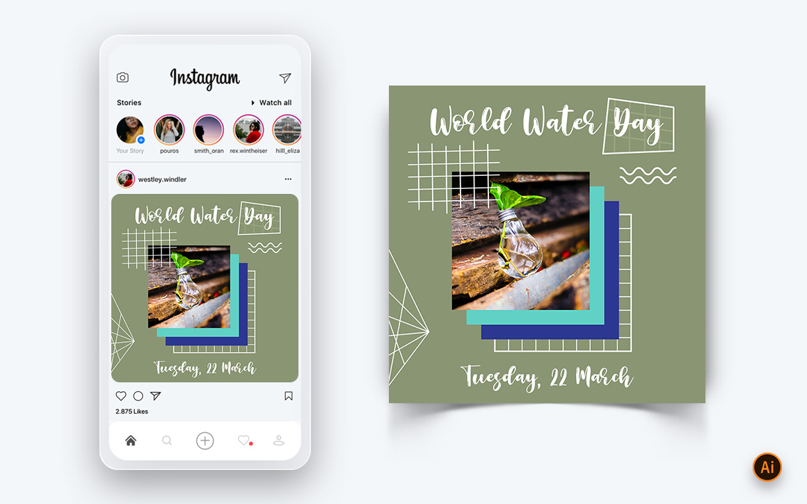 World Water Day Social Media Instagram Post Design Template-18