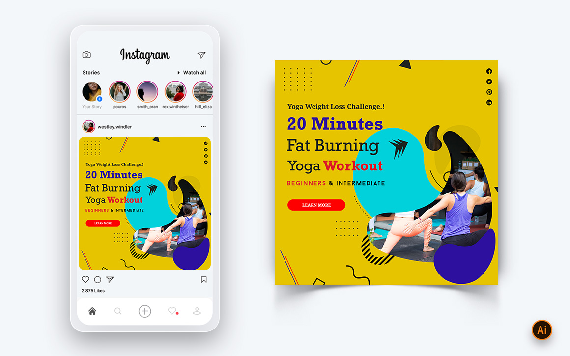 Yoga and Meditation Social Media Instagram Post Design Template-02