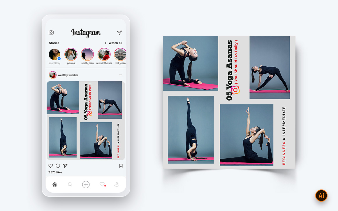 Yoga and Meditation Social Media Instagram Post Design Template-06