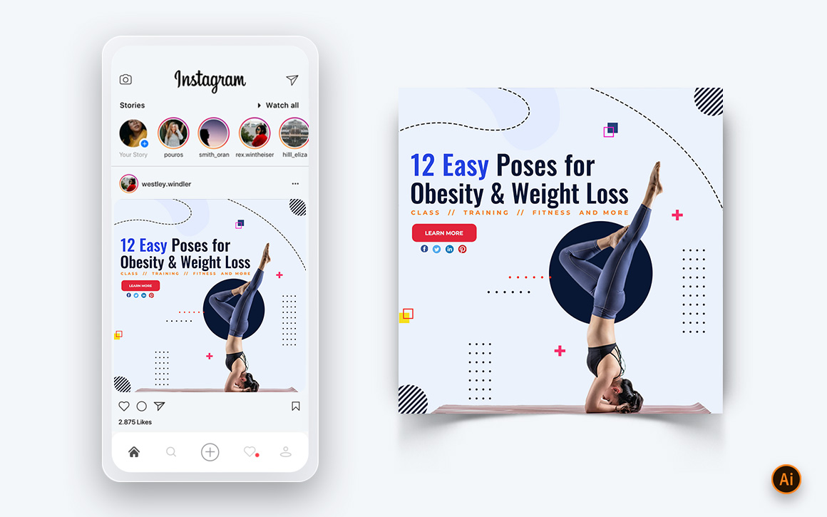 Yoga and Meditation Social Media Instagram Post Design Template-08