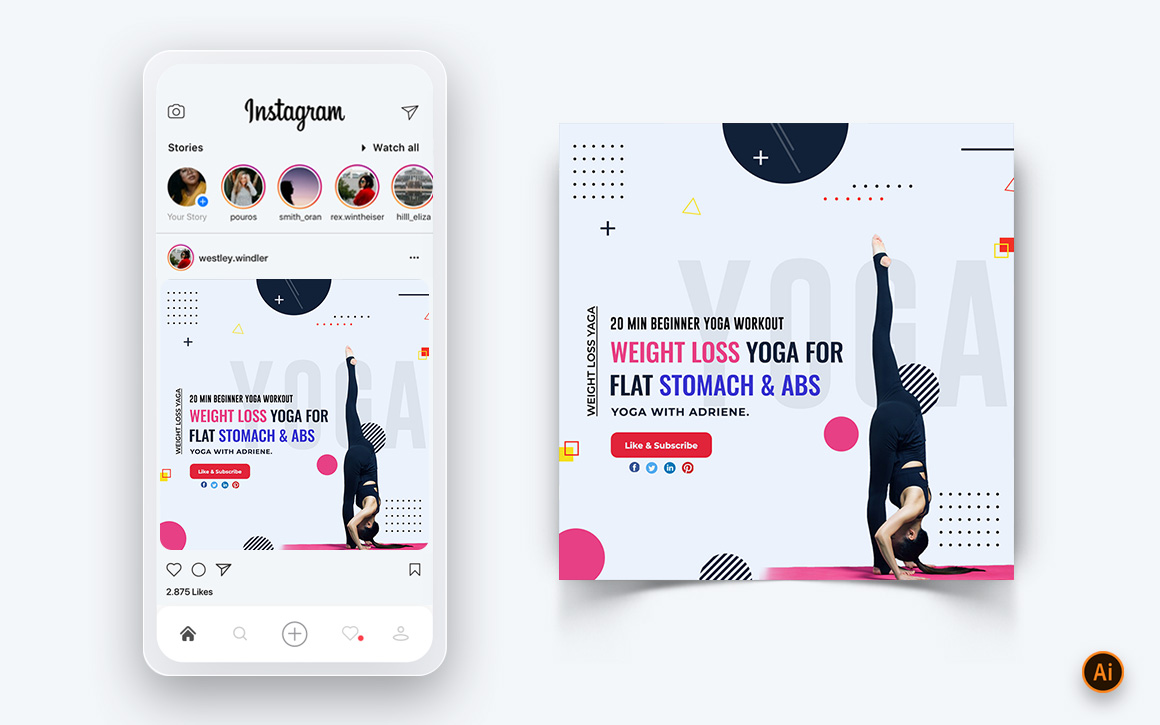 Yoga and Meditation Social Media Instagram Post Design Template-11
