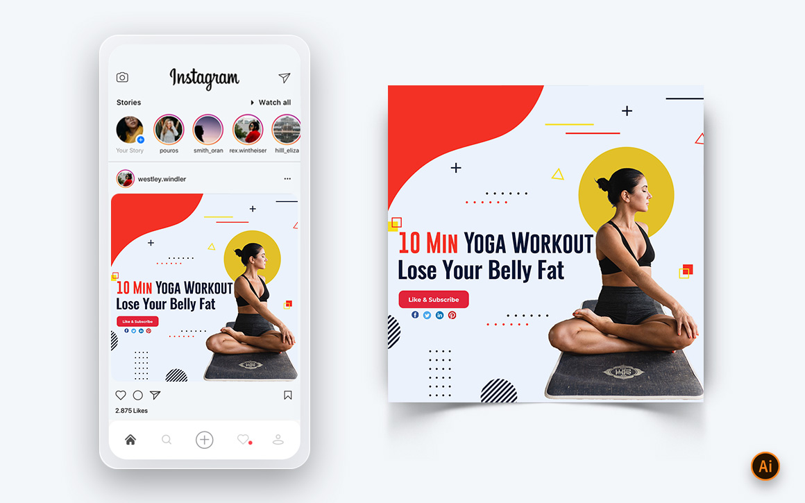Yoga and Meditation Social Media Instagram Post Design Template-12