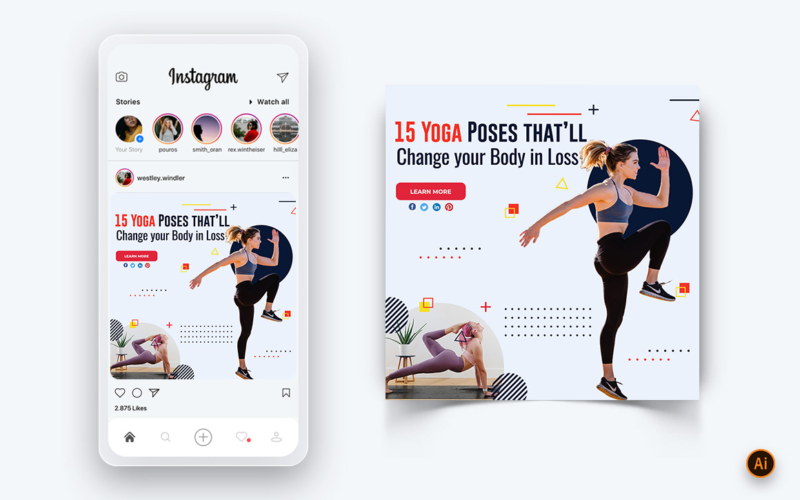 Yoga and Meditation Social Media Instagram Post Design Template-13