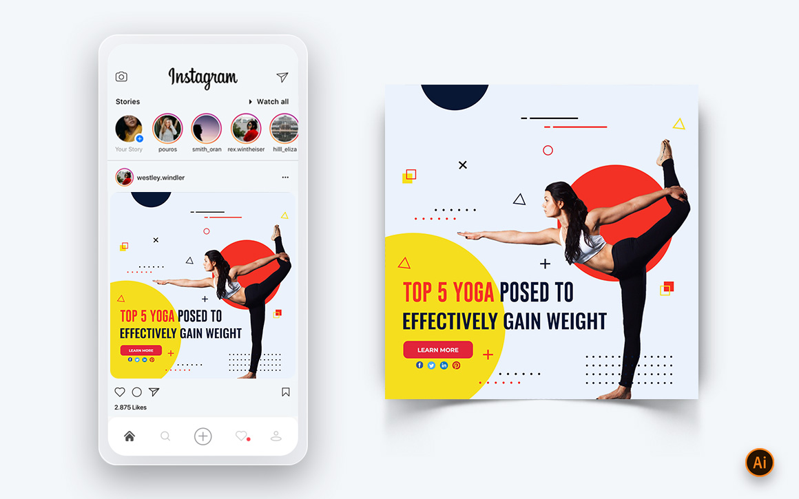 Yoga and Meditation Social Media Instagram Post Design Template-15