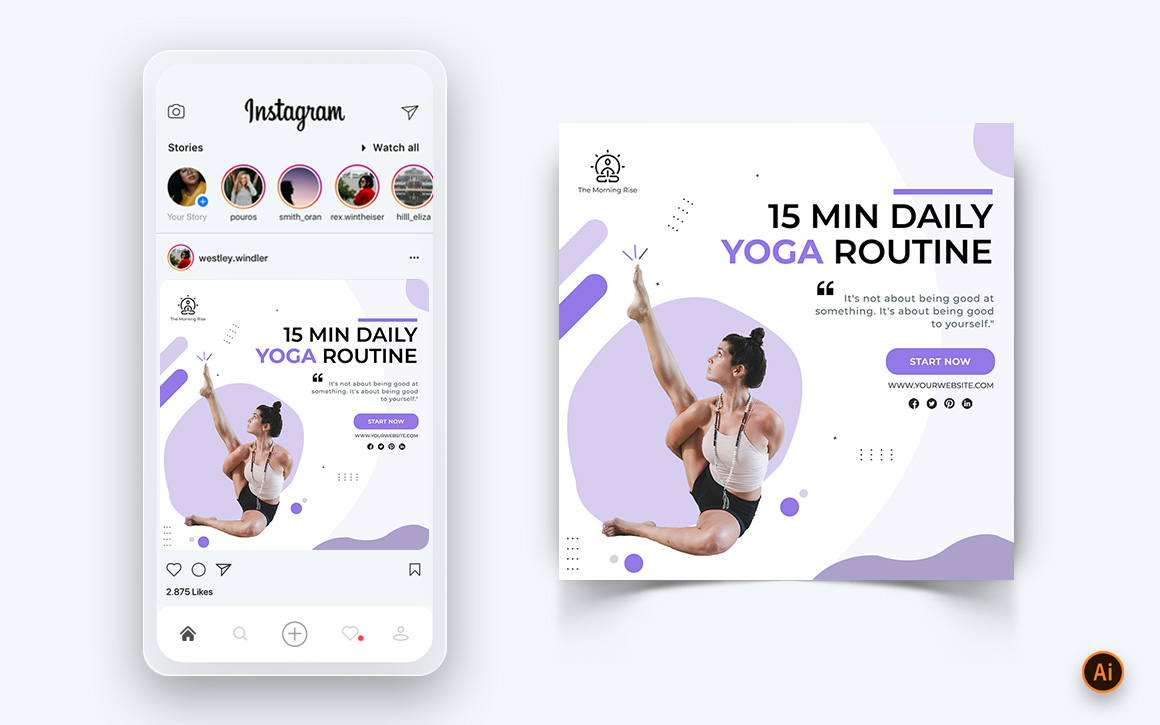 Yoga and Meditation Social Media Instagram Post Design Template-18