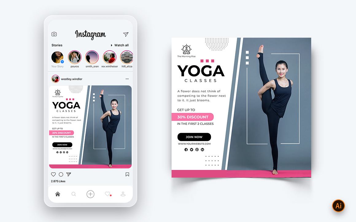 Yoga and Meditation Social Media Instagram Post Design Template-19